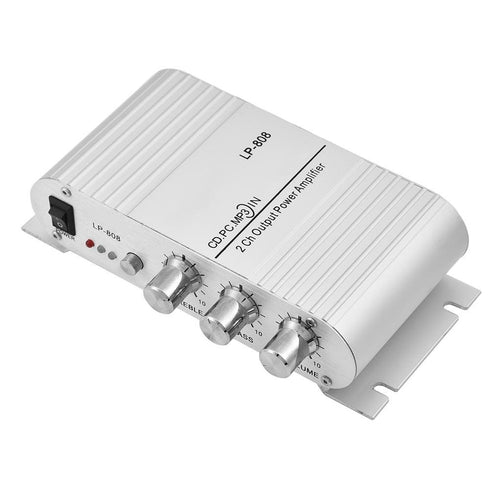 Portable Mini HiFi Stereo Amplifier, 20W 2 Channel Stereo Bass Auto Car Home Audio Power Amplifier for Phone, MP3,