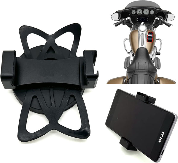Heavy Duty Magnetic Mount Aluminum Smartphone Holder with Security Tether, Best for Motorcycle, Snow Mobile, Forklift,