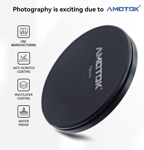 72mm Metal Lens Filter Caps,Compatible All 72mm Camera Lens FiltersFilter Accessory(UV,CPL,ND,Threaded Lens),Ultra Precision CNC Machine Tools Produce.