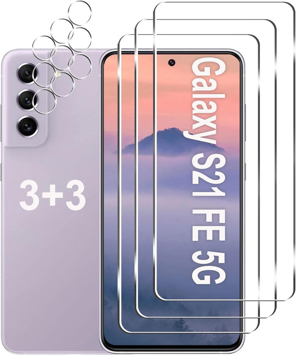 Galaxy S21 FE 5G Screen Protector + Camera Lens Protector, 9H Hardness, HD Tempered Glass, Scratch Resistant, Easy