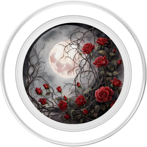 Gothic Moon Red Rose Flowers Night Floral PopSockets MagSafe PopGrip for iPhone