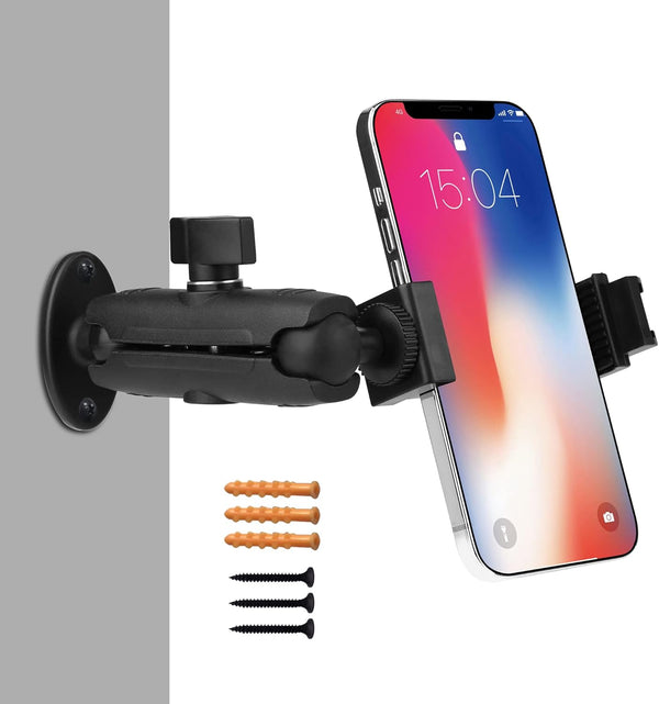 Peastrex Phone Wall Mount Holder Stand Ball Head Long Arm Drill Base 360 Degree for 3.5 to 7 in Cellphone, iPhone 14 13