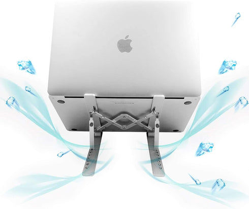 Adjustable Aluminum Laptop Stand, Foldable Portable Holder with Anti-Slip Silicone Pad for 10-15.6 Tablets