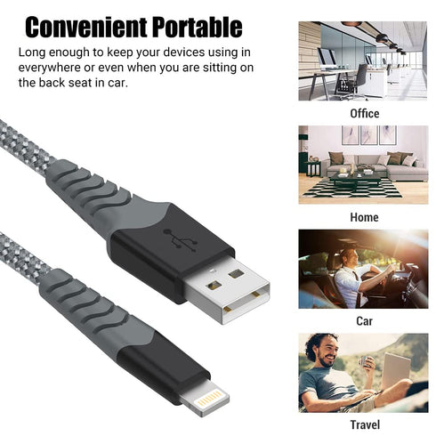 iPhone Charger Lightning Cable 3 Pack 3FT, Apple MFi Certified USB to Lightning Fast Charging Cord