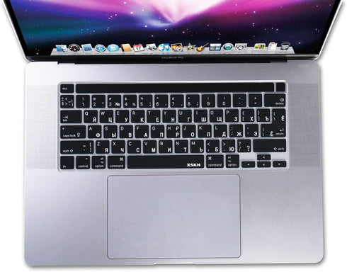 XSKN Russian Language Silicone Keyboard Cover for 2019 2020 MacBook Pro 16.2 13.3 inch with Touch Bar and Touch ID