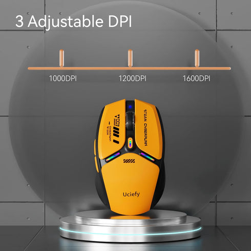 Uciefy V19 Wireless Mouse, 2.4GHz Rechargeable LED Mouse with Battery Indicator, USB Receiver & Type-C Adapter
