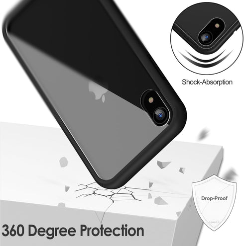 JETech Case for iPhone XR - 6.1-Inch with Built-in Anti-Scratch Screen Protector, Rugged Clear-Back Cover (Black)