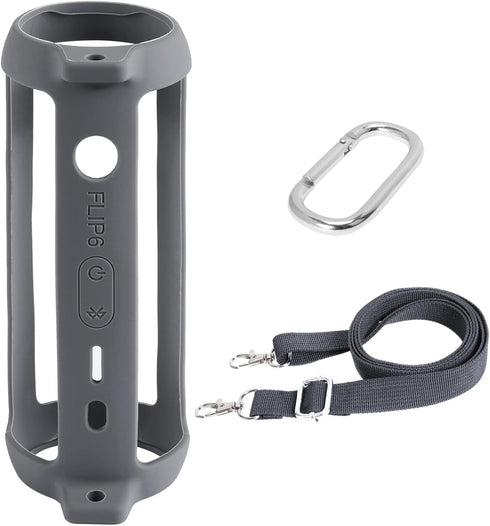 co2CREA Soft Silicone Case Replacement for JBL Flip 6 Portable Bluetooth Speaker (Grey Case)