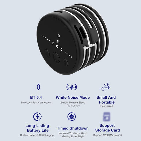 Gugxiom Foldable Bone Conduction Music Box for Sleep, Wireless Bluetooth Speaker with White Noise & Timer, Portable