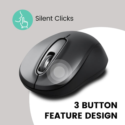 Perixx PERIMICE-722B Wireless Optical Mouse, Portable Design with Silent Clicks and Cable Straps, Black