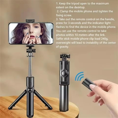 Laugwey Portable Bluetooth Selfie Stick,Retractable Wireless Selfie Stick Mobile Phone Holder with Wireless Remote