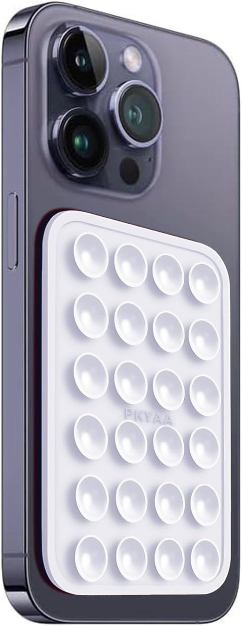 PKYAA Silicone Suction Phone Case Mount, Hands-Free Mirror Shower Phone Holder for Selfies, Tiktok Videos (White)
