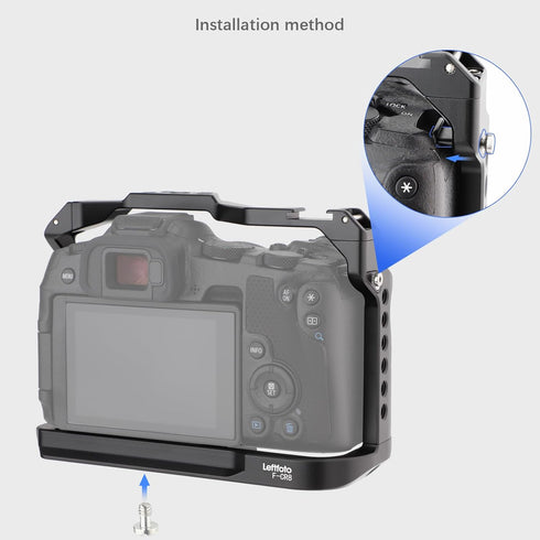 LEFTFOTO Camera Cage for Canon R8 - Protection Frame Rig with Arca Base, Cold Shoe, Strap Slot, for Vlog Shooting