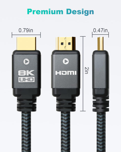 8K 10ft (3 Pack) 48Gbps 2.1 8K@60Hz, 4K@120Hz, 10K, 2K, 3D, 2.2, 4:4:4, Yauhody HDMI Cable High Speed HDMI Cord