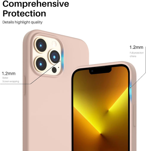 ORNARTO Slim Liquid Silicone Case for iPhone 13 Pro Max 6.7", Full Covered Soft Gel Rubber, Sand Chalk Pink