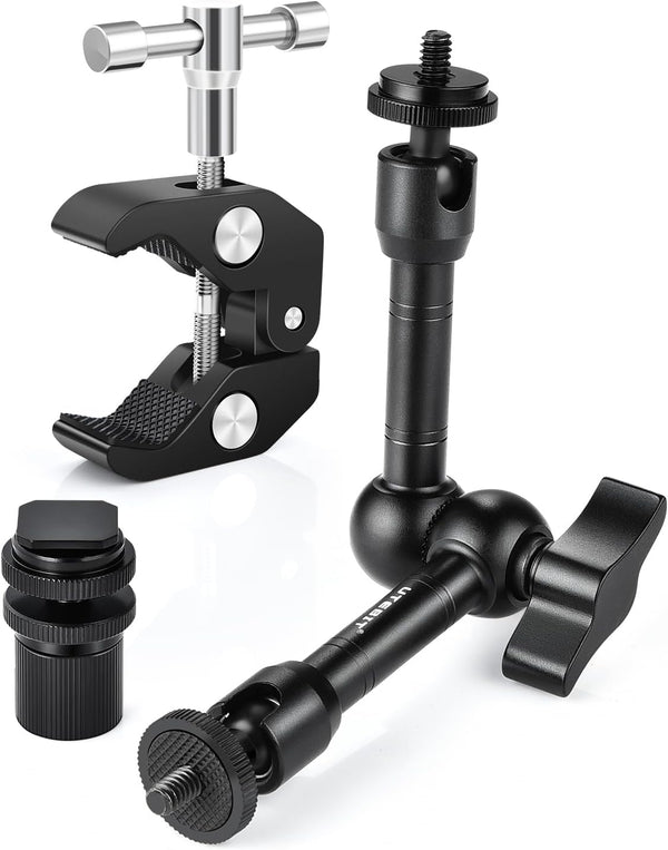 UTEBIT Adjustable Magic Arm with Super Clamp, 9 inch Articulating Arm Clamp for LCD Monitor, LED Light, Camera Rig