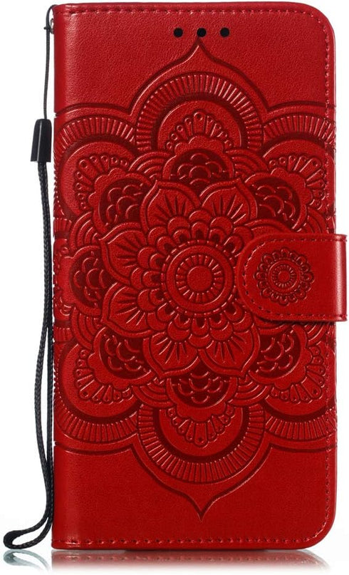 LEECOCO for Samsung A10E Case - Mandala Embossing Luxury PU Leather Flip Notebook Wallet Cover