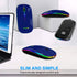 Wireless Bluetooth Mouse for Laptop - Rechargeable 2.4G USB Optical Mouse, LED Slim Dual Mode (Dark Blue)
