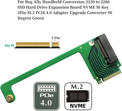 ROG Ally Handheld Conversion 2230 to 2280 SSD Expansion Board, NVME M-Key 5Pin M.2 PCIE 4.0 Adapter Upgrade