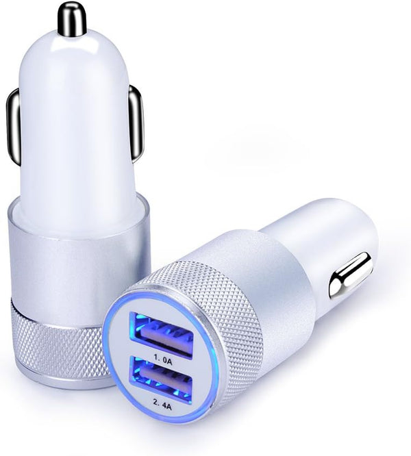 Sicodo 3.4A Car Charger, 2 Pack USB Smart Port Compatible with iPhone 16 15 14 13 12 SE 11 X Pro