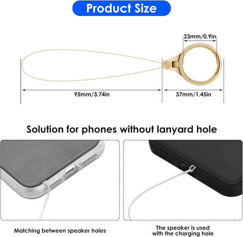 Cobee Cell Phone Ring Straps, 4 Pcs Phone Finger Ring Holders, Phone Grip Holder Phone Loop Charm Phone Ring Kickstand Holder Phone Finger Ring Chain Lanyard(Silver, Gold, Black, Rose Gold)