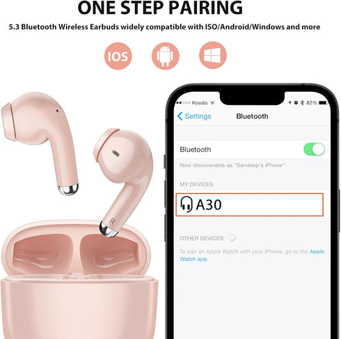 Wireless Earbuds for Samsung S24 Ultra S23 Fe S22+ S21, Bluetooth 5.3 with Mic Touch HiFi Stereo for iPhone 15 Pro
