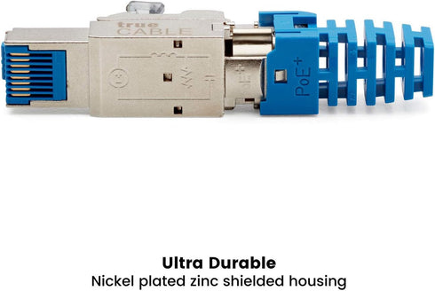 trueCABLE Cat6A Toolless Field Termination Plug, Shielded (STP), 6 Pack, PoE++ Certified