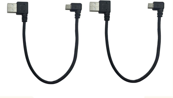 CERRXIAN 9Inch Micro USB Cable Combo, Right Angle Micro USB to USB 2.0 Type A, 2-Pack, Black