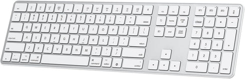 OMOTON Bluetooth Keyboard for Mac, Wireless with Numeric Keypad, Multi-Device, Rechargeable, Silver