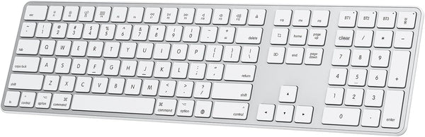OMOTON Bluetooth Keyboard for Mac, Wireless with Numeric Keypad, Multi-Device, Rechargeable, Silver