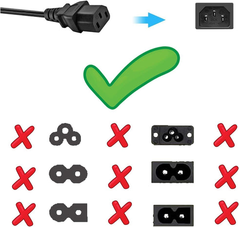 Power Cord for ION/QSC/Pyle/ECOXGEAR Bluetooth Speaker, 6 FT C13 3 Prong Plug Charger Cable