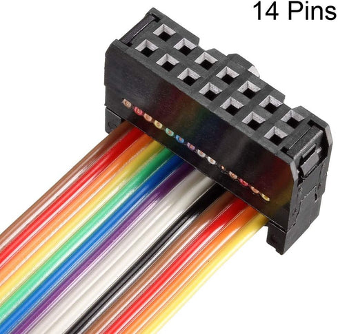 uxcell IDC Rainbow Wire Flat Ribbon Cable, 14P D-type FC/FC Connector, 1m Length