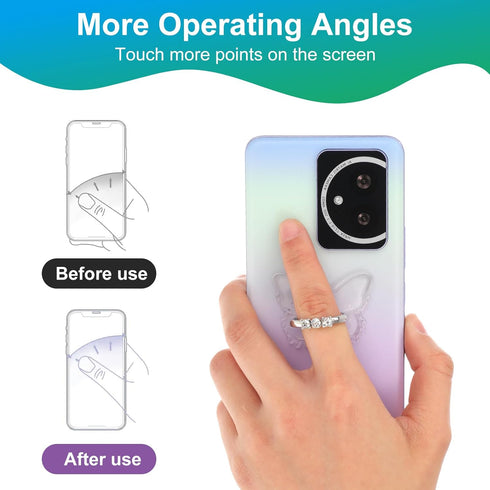 Yolev 2pcs 360 Phone Ring Holder Stand Clear Butterfly Clear Phone Grip Finger Kickstand with Diamond Rotation Phones