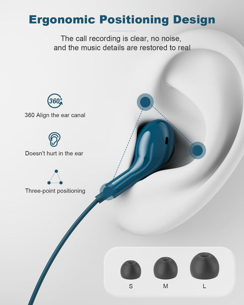 USB C Headphones Wired Earbuds Magnetic in-Ear Type C Earphone with Microphone for Samsung Galaxy, iPhone 15 Pro