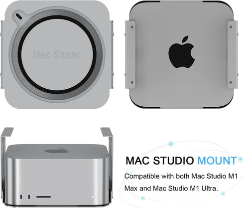 IFCASE Aluminum Under Desk Stand Mount for Mac Studio M2 M1 Max, Ultra with Anti-Scratch Pad (Silver)