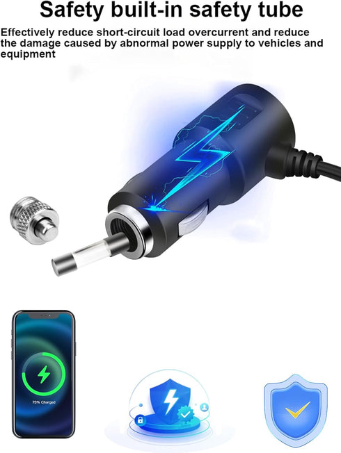 Multi-Function Cigarette Lighter Splitter with 4 Sockets, 1 PD Fast Charger Port, 2-Port USB Power Adapter for Cell