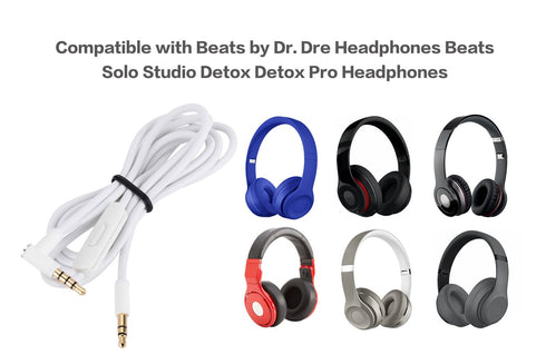 Solo 2 3 HD Replacement Headphone Audio Cable, Compatible with Beats by Dr. Dre Headphones Beats Solo Studio Detox Detox Pro Headphones 3.5mm Male to Male Audio Cable, Volume Control Remote-Talk 1.4M