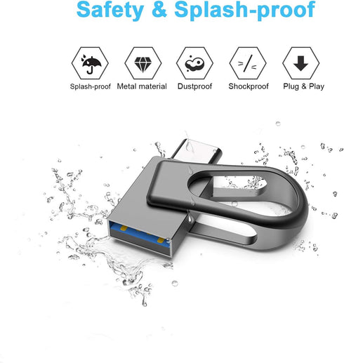 Sanfeya 64GB 2-in-1 3.0 USB C Flash Drive, OTG USB Thumb Drive, Dual USB Memory Stick Pen Drive for Type-C Android