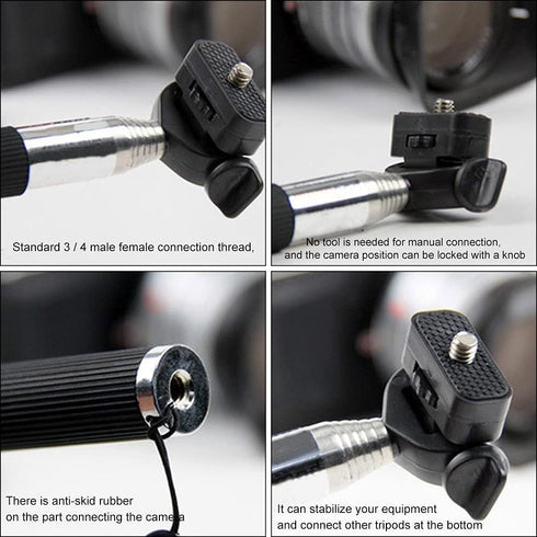 Qirvaten 37 Inch 360 Extendable Selfie Stick Phone Tripod Stand, Lightweight Photography Accessory Universal Rotation