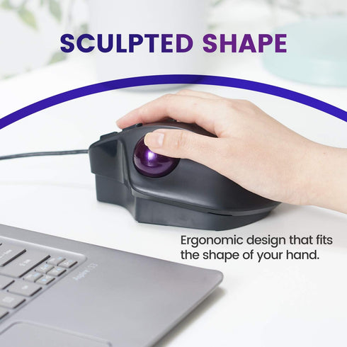 Perixx PERIMICE-520 Wired USB Ergonomic Programmable Trackball Mouse, Adjustable Angle, 8 Button Design, Black