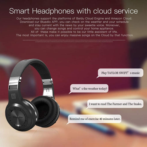 Bluedio V5.0 Bluetooth Headphones Over Ear, Wireless On-Ear Stereo Earphones with Noise Cancelling, Black
