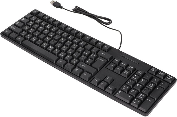 SUNGOOYUE Wired Keyboard, 104 Keys USB Interface Arabic Keyboard, ABS Office Keyboard for Desktop Computers (Black)