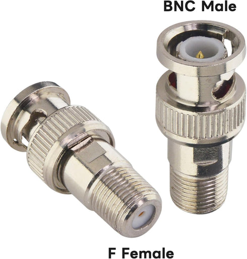 Boobrie F-Type to BNC Coax Adapter, 5 Pack BNC/F Female Coaxial Cable Connector for CCTV Camera and Satellite Scanner