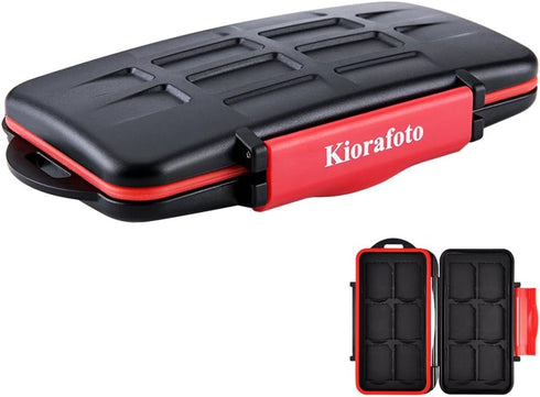 Kiorafoto 12 Slots SD SDHC SDXC Card Holder Case, Professional Water-Resistant Anti-Shock Memory Card Storage Protector