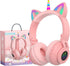Unicorn Kids Headphones for Girls, Foldable Bluetooth Headphones for Toddlers, Light Up Wireless Headphones, Birthday