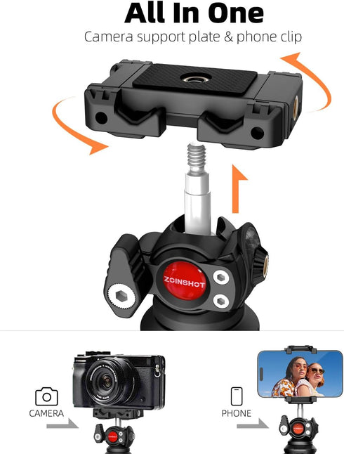 ZOINSHOT Phone Tripod, Upgraded Mini Flexible Tripod for iPhone with Wireless Remote, Portable Camera Tripod for Video