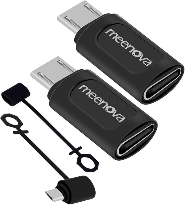 2 Pack USB-C Female to MicroUSB Male Charging Adapter, Compatible with Power Bank, Type-C Device
