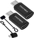 2 Pack USB-C Female to MicroUSB Male Charging Adapter, Compatible with Power Bank, Type-C Device