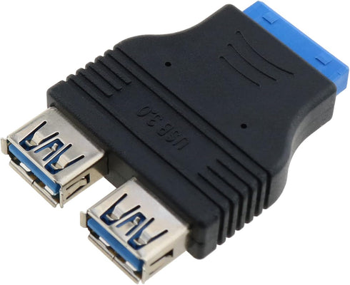 E-outstanding 20 Pin USB 3.0 Header Female to Dual USB 3.0 Female Splitter Adapter for Motherboard Extension