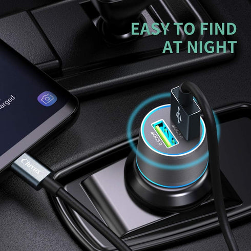 Rapid USB C Car Charger, Quick Charge 3.0 Dual USB 18W Fast Charger for Samsung Galaxy S23/S22/S21/Note 20/Ultra/10/Plus